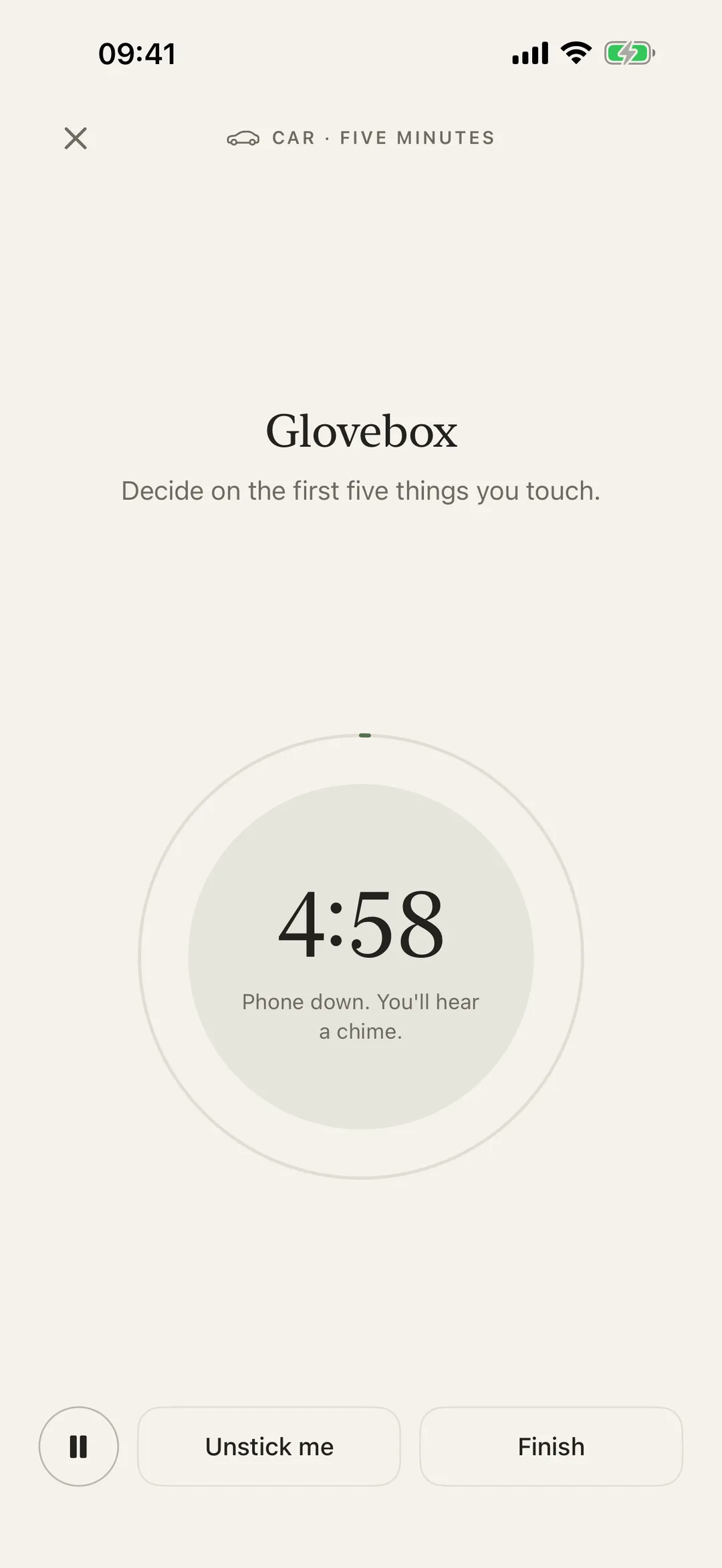 Five minutes on the glovebox, with a timer that chimes